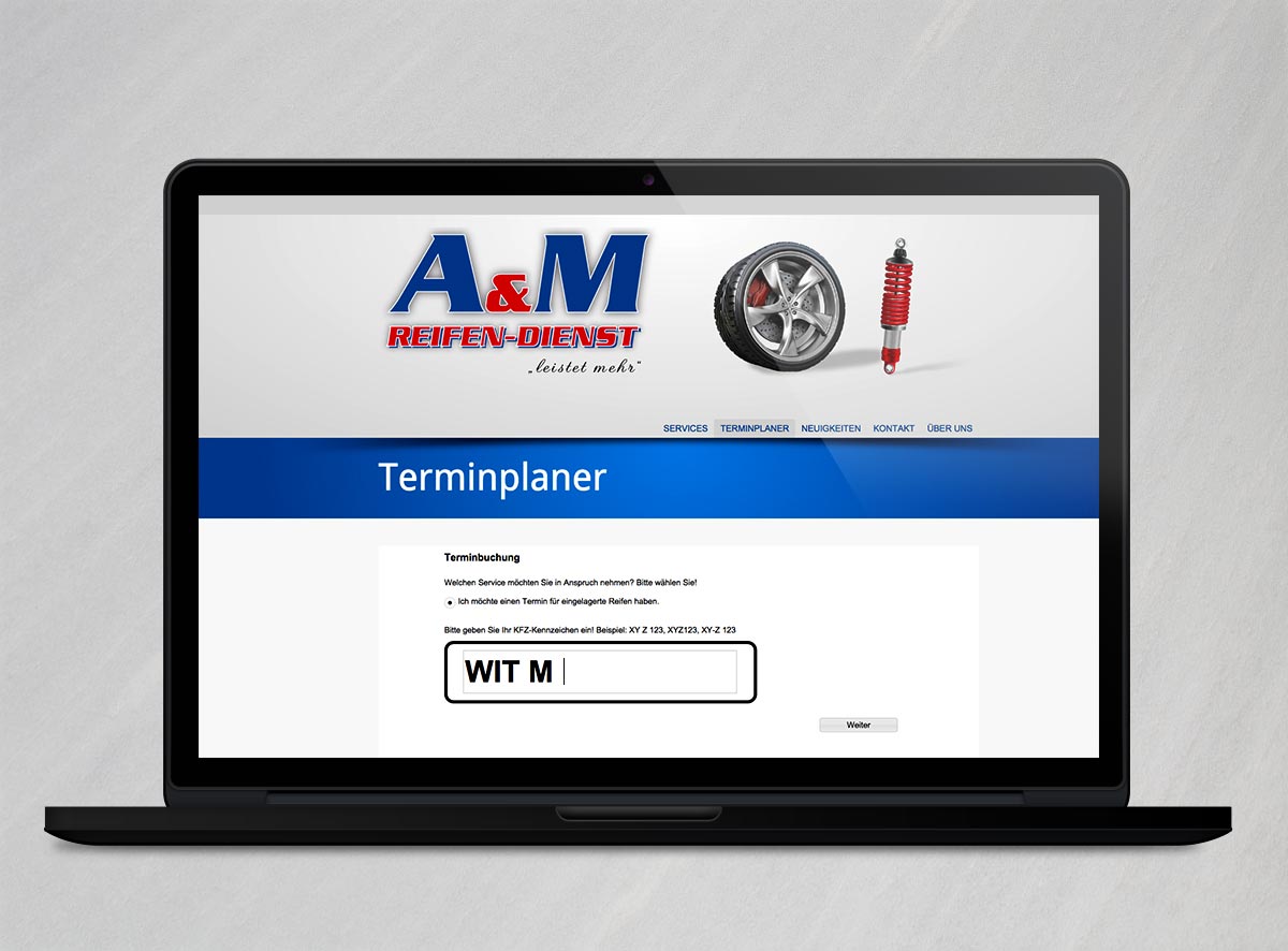 A&M Reifendienst Webdesign Vorschau