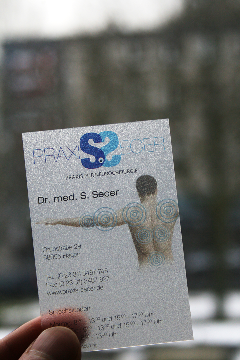 Praxis Secer Transparent Visitenkarte