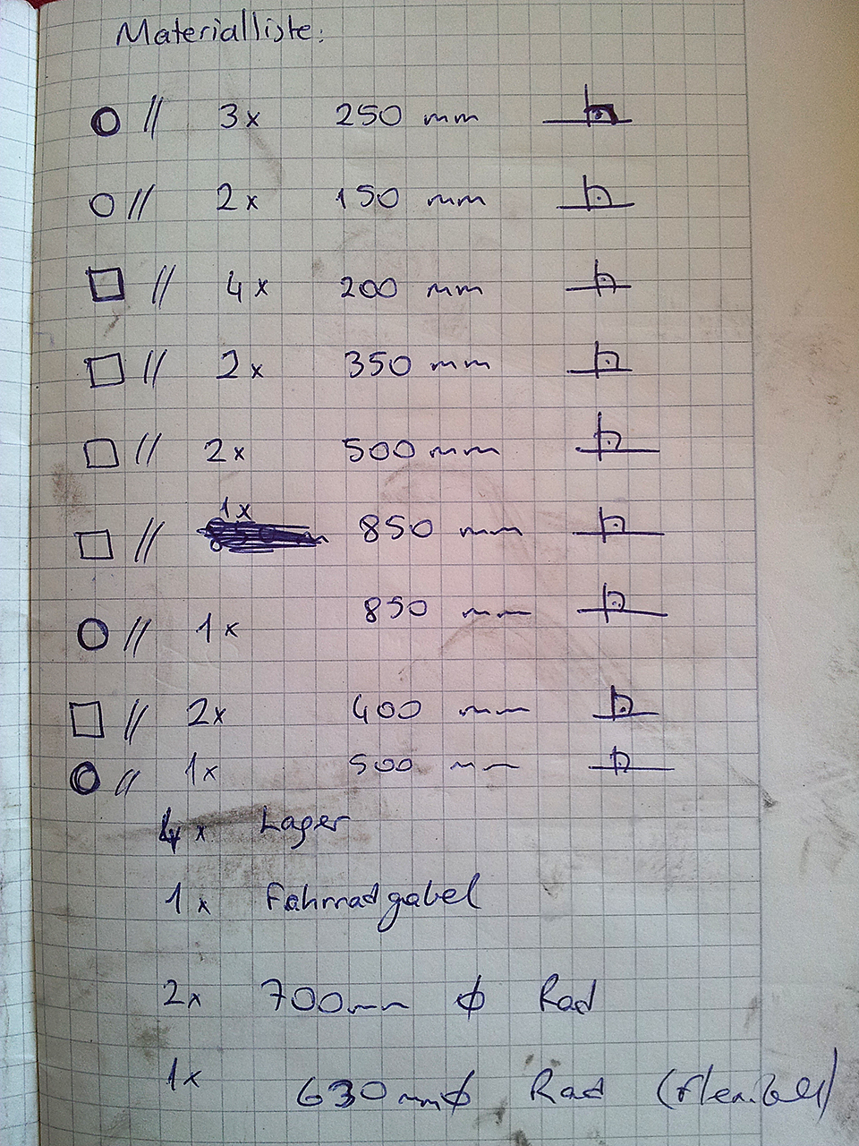 Bewegungsmaschine Materialliste