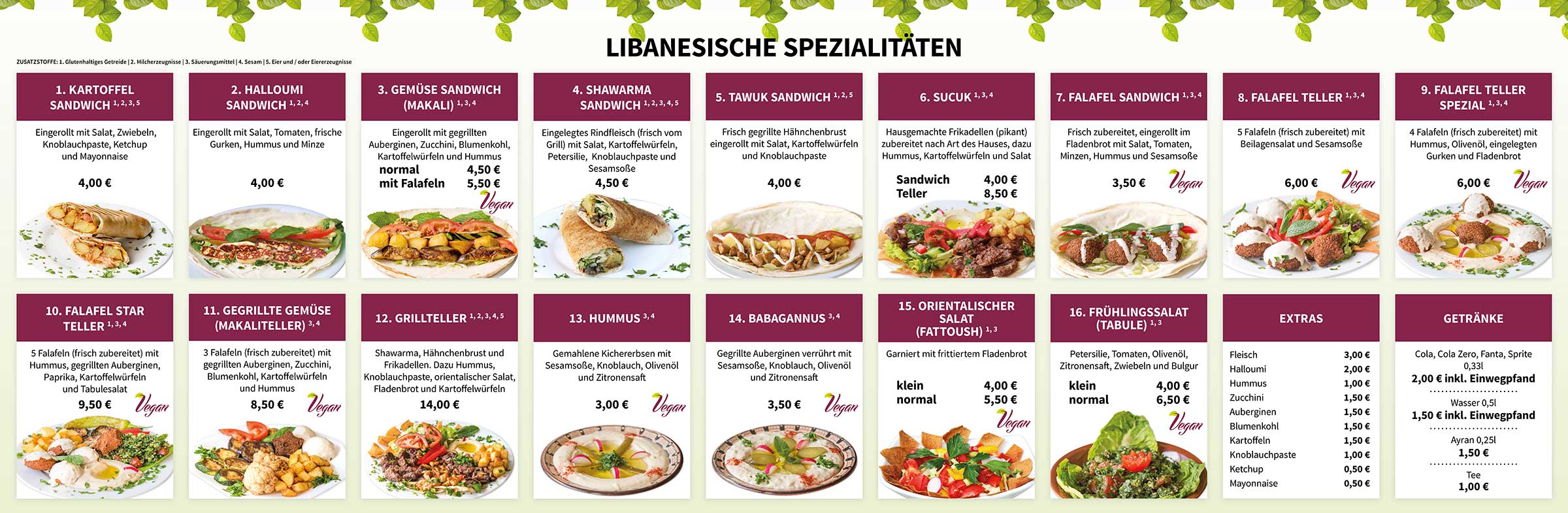 Falafel Star Speisekarte Display Vorschau